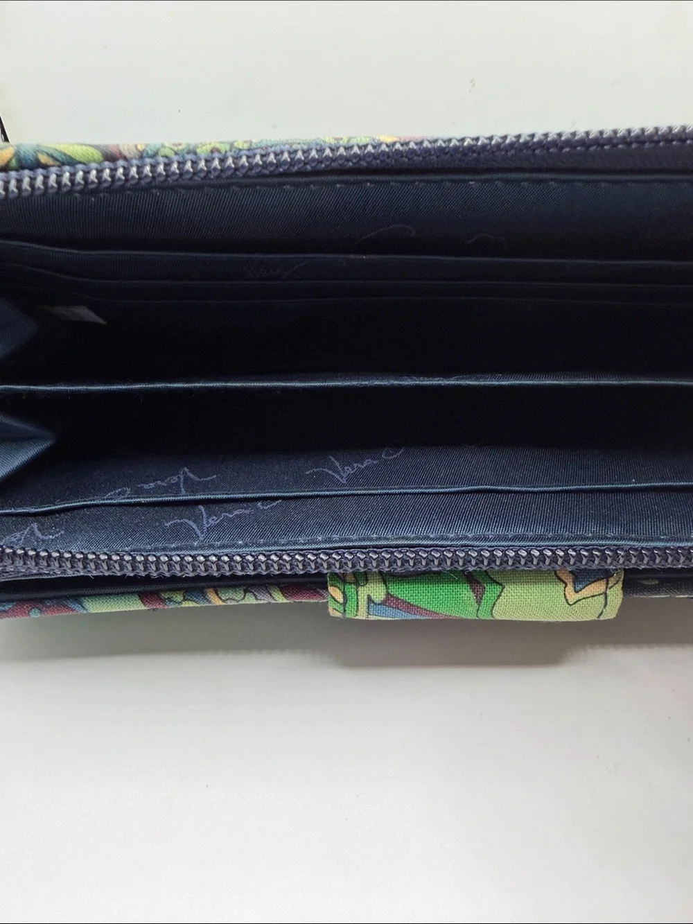 Vera Bradley Green Blue Floral Quilted Turn-Lock Wallet